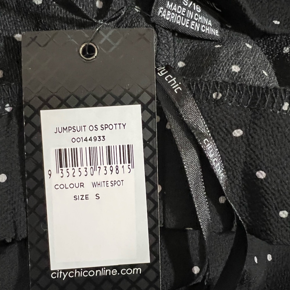 New City Chic Black Polka Dot Jumpsuit Is Potty Sz S/16 Black NWT. - Picture 6 of 8